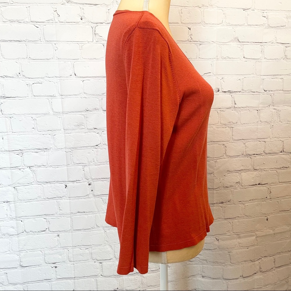 Eileen Fisher orange Italian yarn knit blouse - Picture 3 of 7